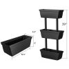 Modern Vertical 3-Tier Indoor Outdoor Black PP Raised Garden Bed Planter Box