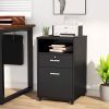 Black Rolling 2-Drawer Mobile File Cabinet Printer Stand Office Cart on Wheels