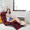 Folding Multi-Position Sofa Bed Lounger Chair with Massage Pillow in Dark Red