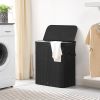 Black Bamboo Wood 26-Gal Laundry Hamper Basket w/ Removable Washable Cotton Bag