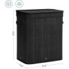 Black Bamboo Wood 26-Gal Laundry Hamper Basket w/ Removable Washable Cotton Bag