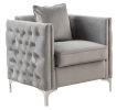 Bayberry Gray Velvet Chair with 1 Pillow