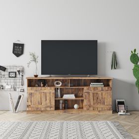 Particleboard TV stand with storage cabinet; Antique Espresso