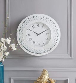 ACME Nysa Wall Clock in Mirrored & Faux Crystals 97045