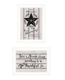 "His Mercies & Thankful" 2-Piece Vignette by Linda Spivey, Ready to Hang Framed Print, White Frame