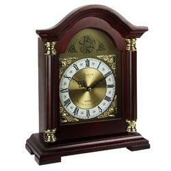 Bedford Clock Collection Redwood Mantel Clock with Chimes