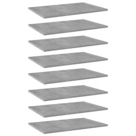 Bookshelf Boards 8 pcs Concrete Gray 23.6"x15.7"x0.6" Engineered Wood