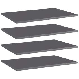 Bookshelf Boards 4 pcs High Gloss Gray 23.6"x15.7"x0.6" Engineered Wood