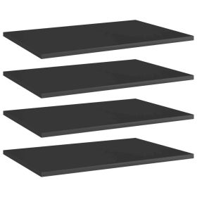 Bookshelf Boards 4 pcs High Gloss Black 23.6"x15.7"x0.6" Engineered Wood