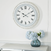 DecMode 22" White Wood Carved Beading Wall Clock