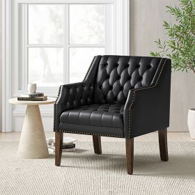 Beatriz Vegan Leather Armchair BLACK