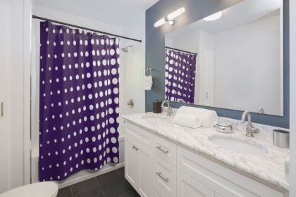 Fabric Shower Curtain, Purple And White Polka Dot Print - Sc94663