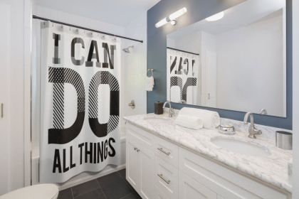 Fabric Shower Curtain, Black And White i Can Do All Things Print - S9883