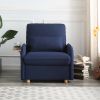 Huckleberry Blue Linen Accent Chair with Storage Ottoman and Folding Side Table