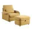 Huckleberry Yellow Linen Accent Chair with Storage Ottoman and Folding Side Table