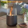 Tabletop Fireplace, Mini Concrete Ethanol Fire Bowl with Lid, Burns up with Liquid Alcohol and Solid Tablet Alcohol, Dark Grey