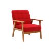 Mid Century Modern Arm Chair with Wood Frame,Linen Fabric Comfy Reading Chair,Accent Chair for Living Room Bedroom Reading,Easy Assembly