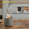 Tabletop Fireplace, Mini Concrete Ethanol Fire Bowl with Lid, Burns up with Liquid Alcohol and Solid Tablet Alcohol, Light Grey