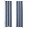 Blackout Curtains with Rings 2 pcs Gray 54"x63" Fabric