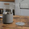 Tabletop Fireplace, Mini Concrete Ethanol Fire Bowl with Lid, Burns up with Liquid Alcohol and Solid Tablet Alcohol, Light Grey