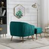 Accent Chair with Ottoman; Modern Tufted Barrel Chair Ottoman Set for Living Room Bedroom; Golden Finished; Green