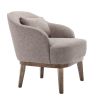 Modern Mid-Century Armchair Accent Chair with Pillow and Solid Wood leg, Tan