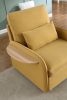 Huckleberry Yellow Linen Accent Chair with Storage Ottoman and Folding Side Table