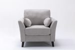 Damian Light Gray Velvet Fabric Chair