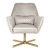 Diana Contemporary Lounge Chair in Gold Metal and Cream Velvet by LumiSource