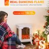 23" Electric Fireplace Heater, Fire Place Stove with Realistic LED Flames and Logs and Overheating Protection, 750W/1500W, White