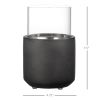 Tabletop Fireplace, Mini Concrete Ethanol Fire Bowl with Lid, Burns up with Liquid Alcohol and Solid Tablet Alcohol, Dark Grey