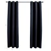 Blackout Curtains with Rings 2 pcs Black 37"x63" Fabric