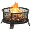 Rustic Fire Pit with Poker 26.6" XXL Steel