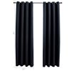 Blackout Curtains with Rings 2 pcs Black 54"x63" Fabric