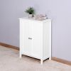 Bathroom Floor Storage Cabinet with Double Door Adjustable Shelf, White