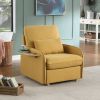 Huckleberry Yellow Linen Accent Chair with Storage Ottoman and Folding Side Table