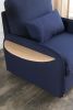 Huckleberry Blue Linen Accent Chair with Storage Ottoman and Folding Side Table