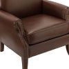 Jonathas Vegan Leather Armchair-BROWN