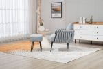 COOLMORE Velvet Accent Chair Modern Upholstered Armchair Tufted Chair with Metal Frame, Single Leisure Chairs for Living Room Bedroom