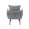 COOLMORE Velvet Accent Chair Modern Upholstered Armchair Tufted Chair with Metal Frame, Single Leisure Chairs for Living Room Bedroom