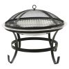 2-in-1 Fire Pit and BBQ with Poker 22"x22"x19.3" Stainless Steel